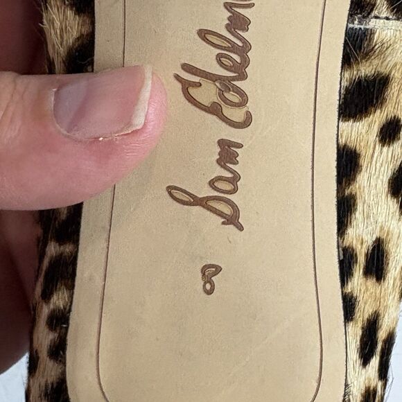 Sam Edelman Leopard Calf Hair Tiana Pointed Toe Pump High Heel Size 8M Studded - Picture 10 of 11